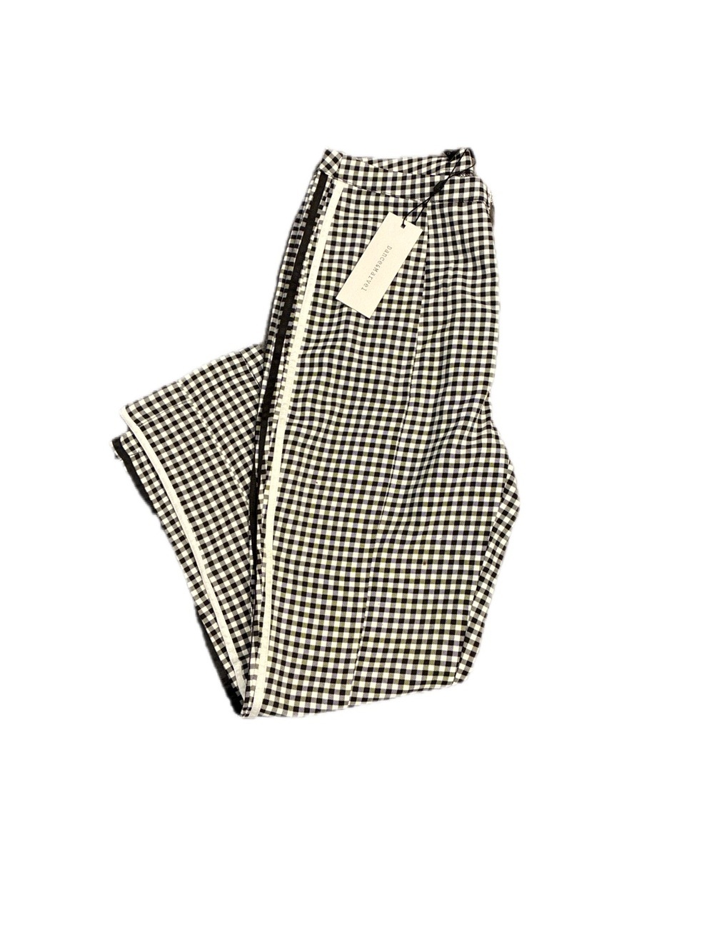 Dance & Marvel Gingham Cropped Front Zip Pants in Black & White Size M